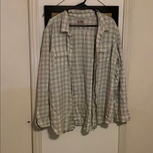 Old Navy XXL Gray and White Plaid Shirt